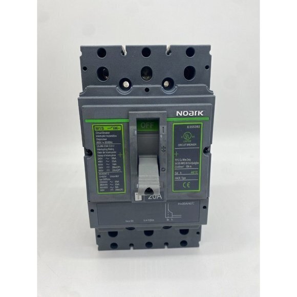 Noark 20A Molded Case Circuit Breaker, 3 Pole (Up to 600 VAC) | M1S20T3L - Picture 1 of 11